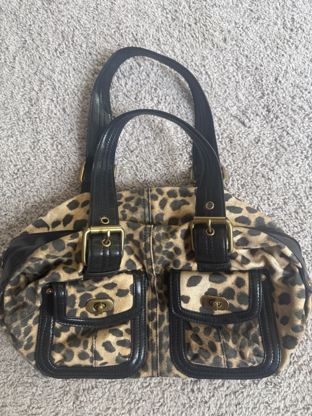Nine West Leopard Print Shoulder Bag with Black Trim